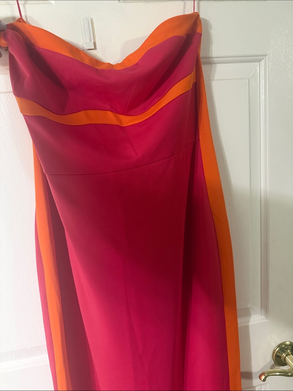Fashion Nova Pink and Orange Colorblock Strapless Dress